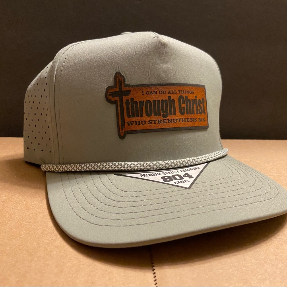 Gray and Brown Trucker Hat with Adjustable Strap
